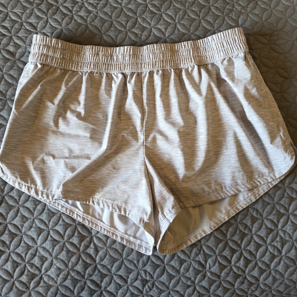 DSG Heather Gray Women's Athletic, Brief Lined, Adjustable Waist Shorts, L